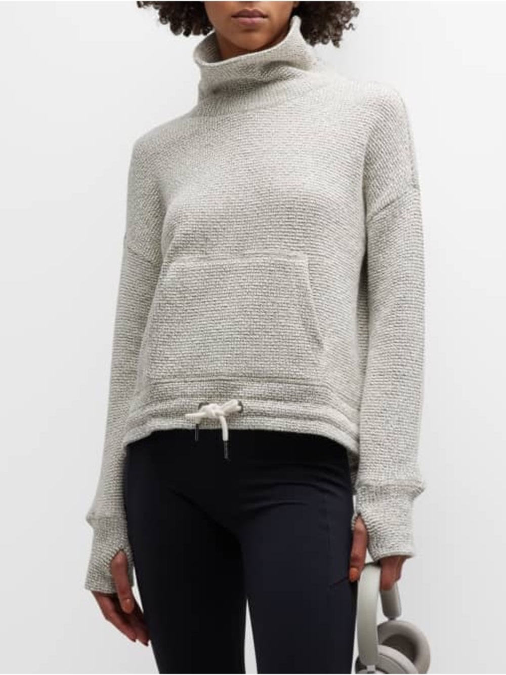 Sweaty Betty Restful Boucle Sweatshirt Cream Gray Medium
